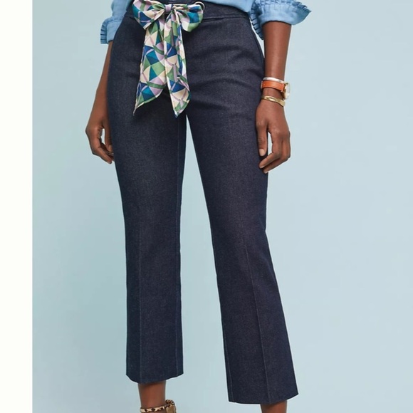 Anthropologie Pants - Anthropologie Essential Crop Flare Denim Trousers Size 12